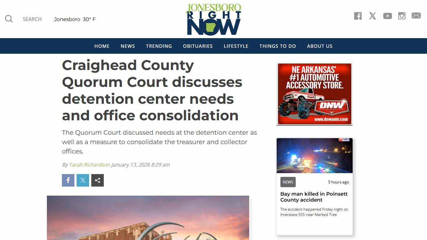 Craighead County Quorum Court discusses detention center needs and office consolidation - Jonesboro Right Now