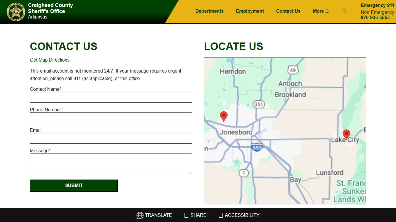 Contact Us - Craighead County Arkansas Sheriff's Office | Jonesboro - Lake City