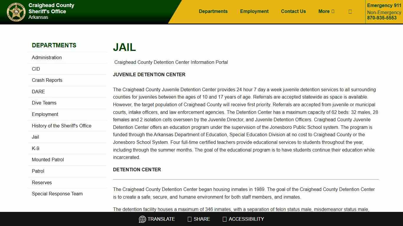 Jail | Craighead County Arkansas Sheriff's Office | Jonesboro - Lake City